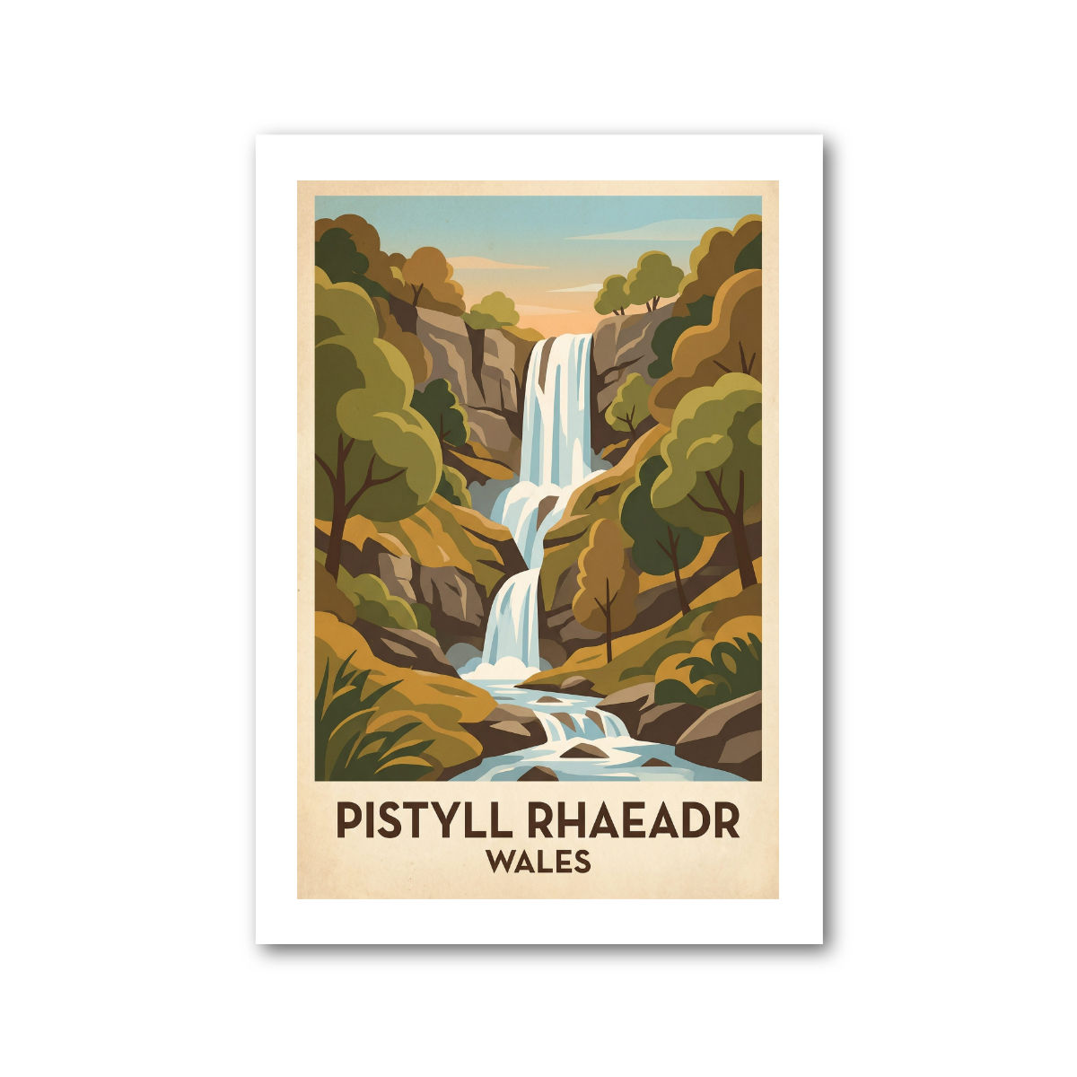 Pistyll Rhaeadr, Wales Travel Poster Giclee Art Print 106-1