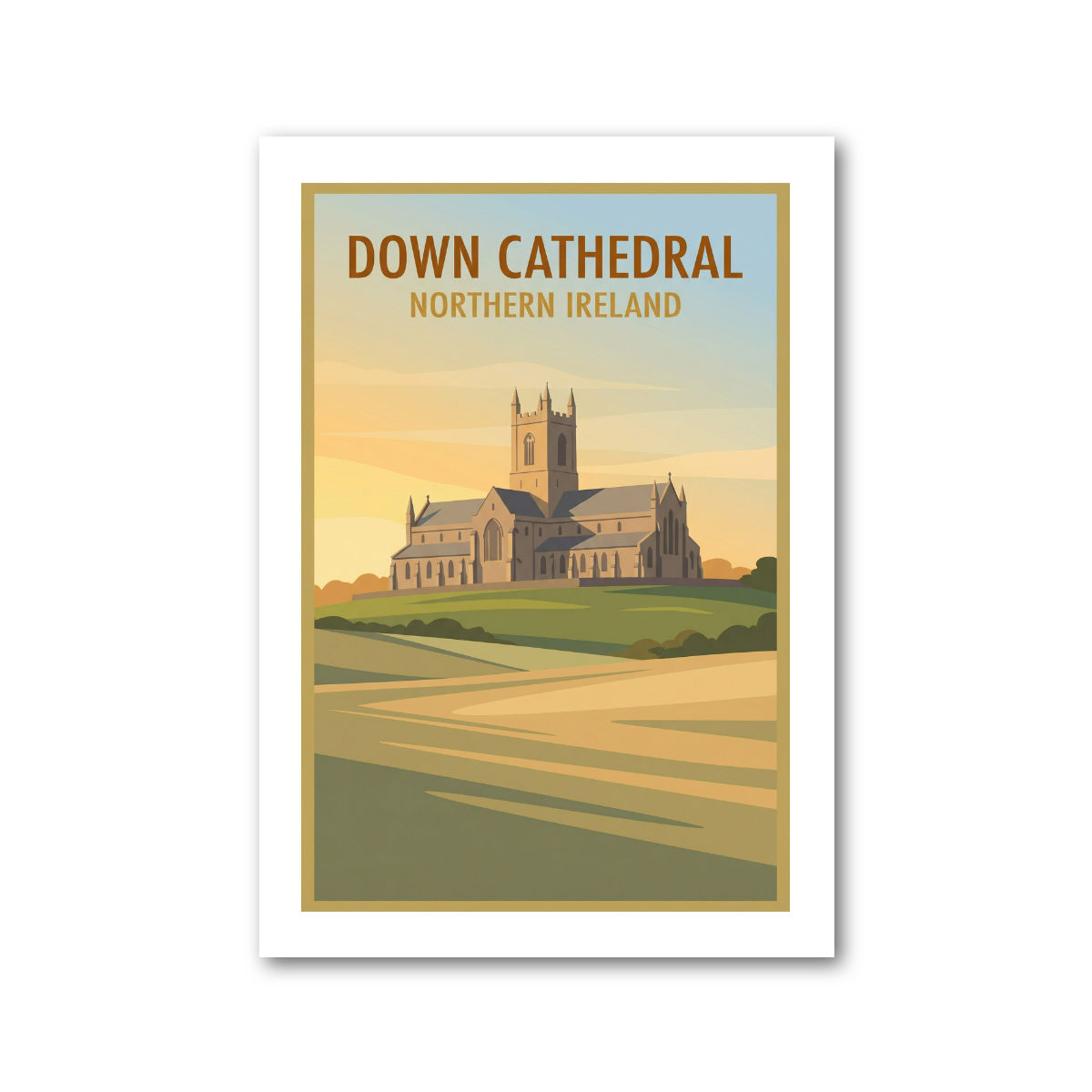 Down Cathedral, Northern Ireland Travel Poster Giclee Art Print
