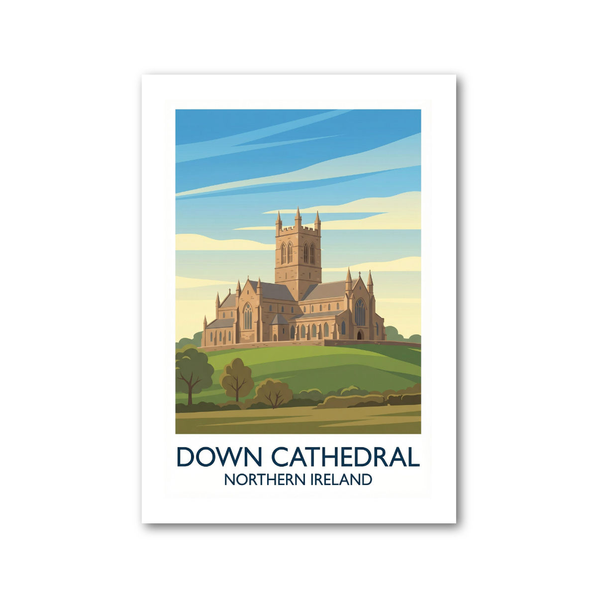 Down Cathedral, Northern Ireland Travel Poster Giclee Art Print