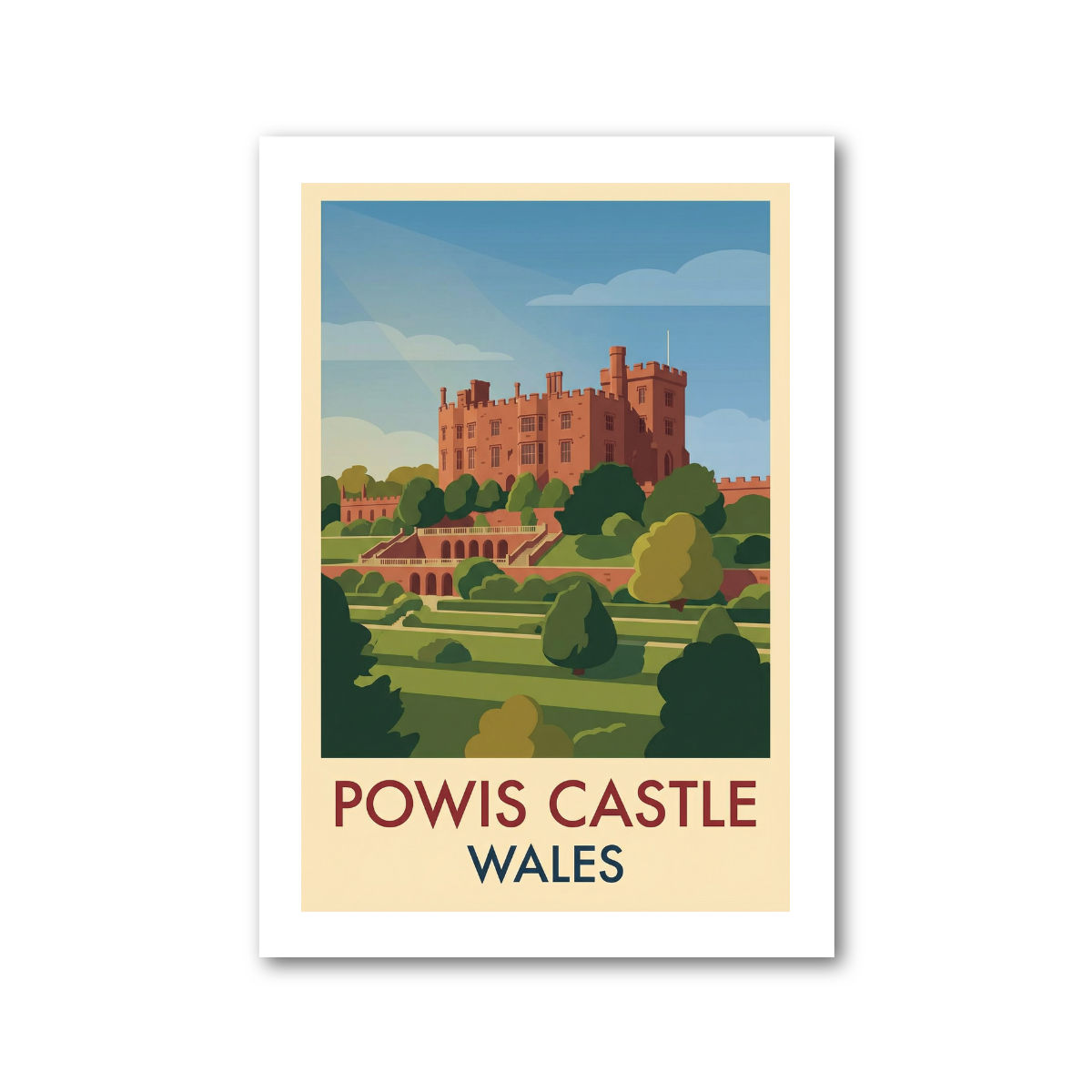 Powis Castle, Wales Reise Poster Gicl&eacute;e Kunstdruck 152-3