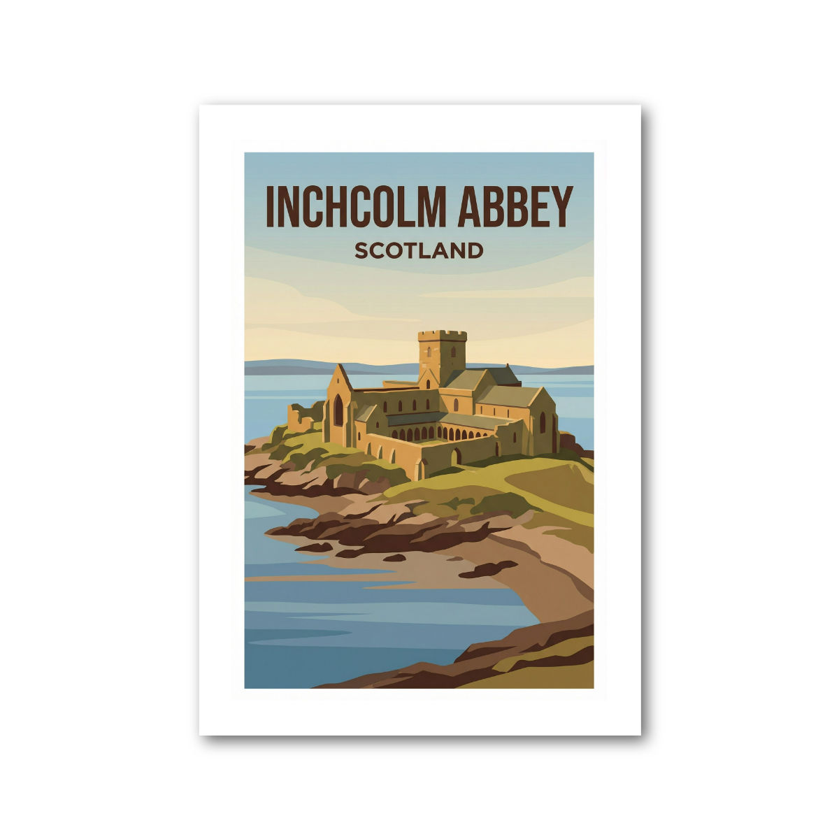 Inchcolm Abbey, Scotland Travel Poster Giclee Art Print 176-1