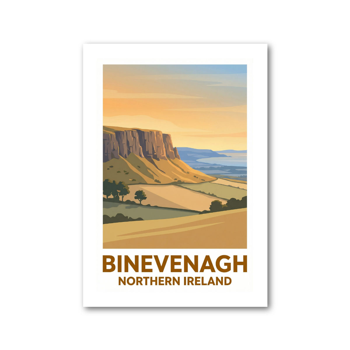 Binevenagh, Northern Ireland Travel Poster Giclee Art Print 198-2