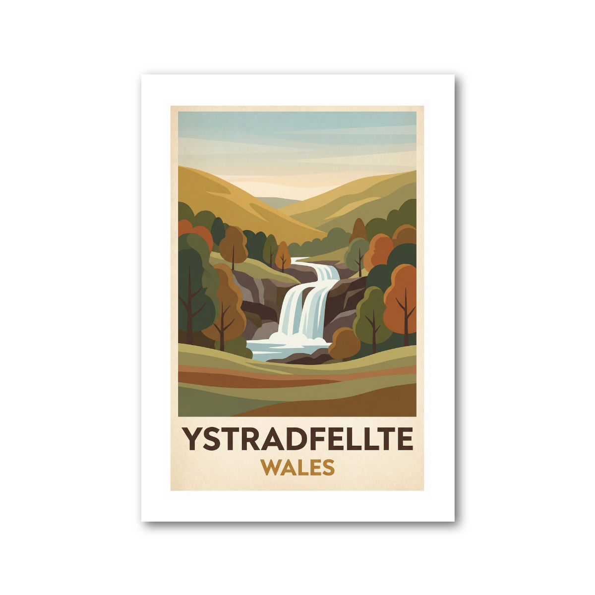 Ystradfellte, Wales Travel Poster Giclee Art Print 234-1