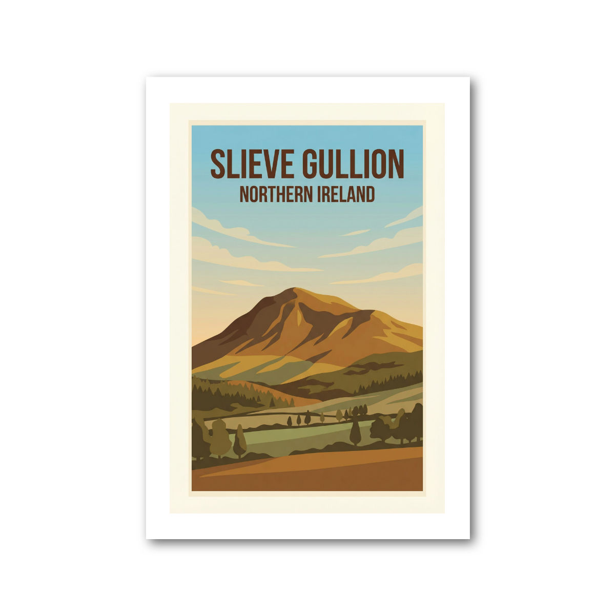 Slieve Gullion, Northern Ireland Travel Poster Giclee Art Print