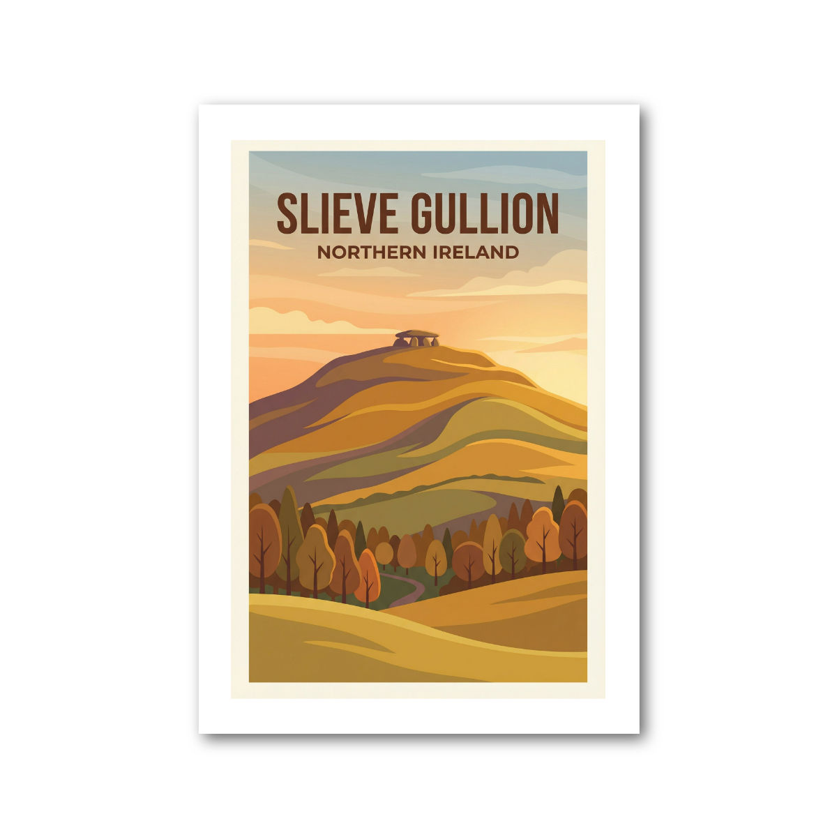 Slieve Gullion, Northern Ireland Travel Poster Giclee Art Print