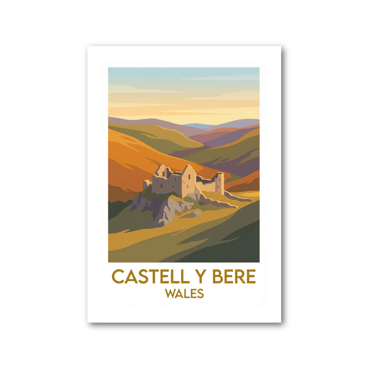 Castell y Bere, Wales Travel Poster Giclee Art Print 269-2