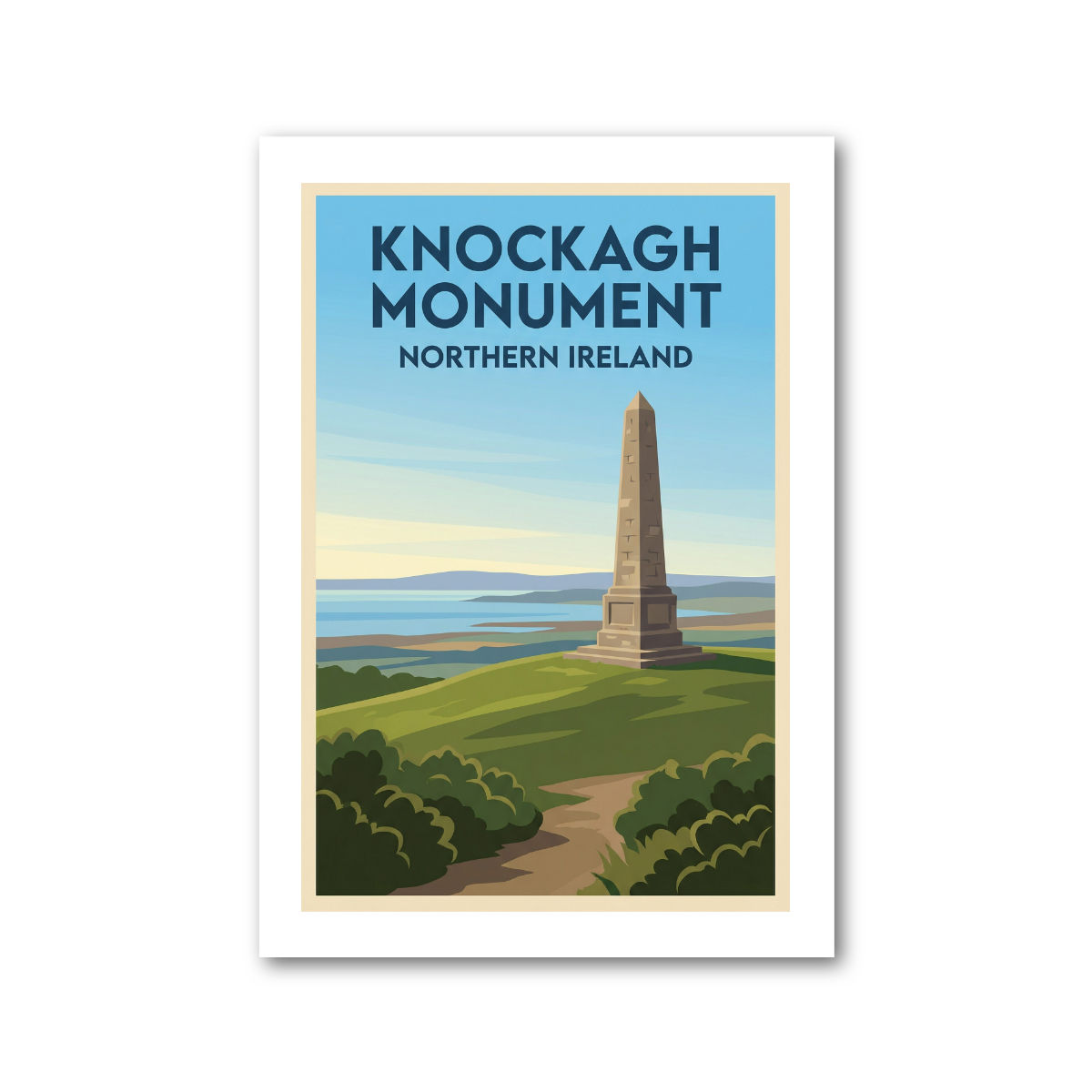 Knockagh Monument, Northern Ireland Travel Poster Art Print 276-3