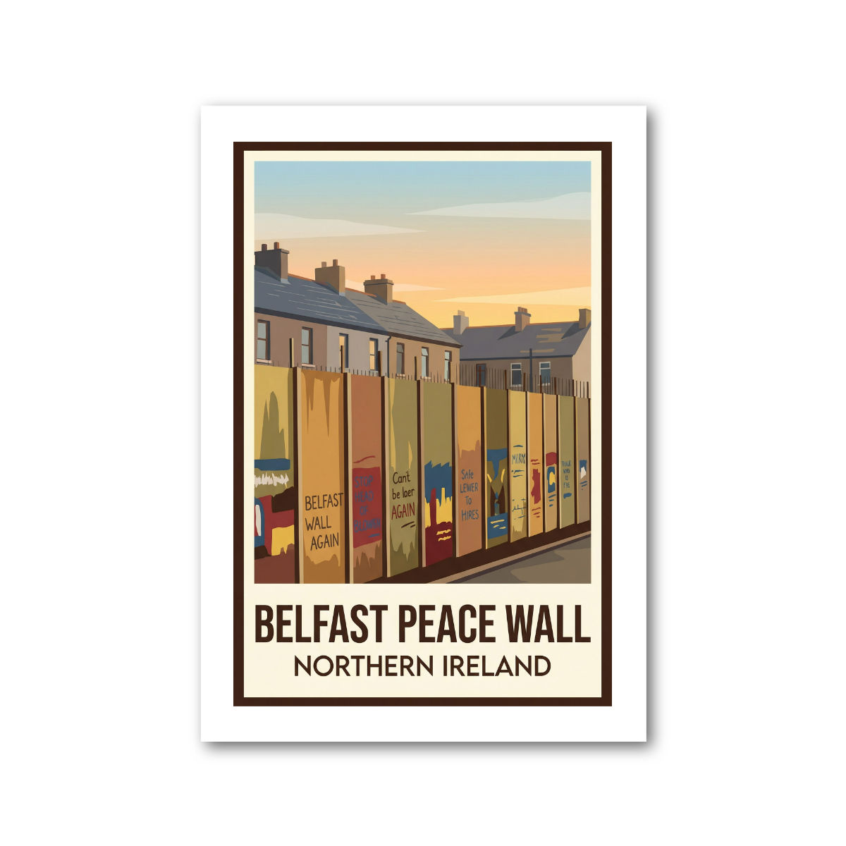 Belfast Peace Wall, Northern Ireland Travel Poster Art Print