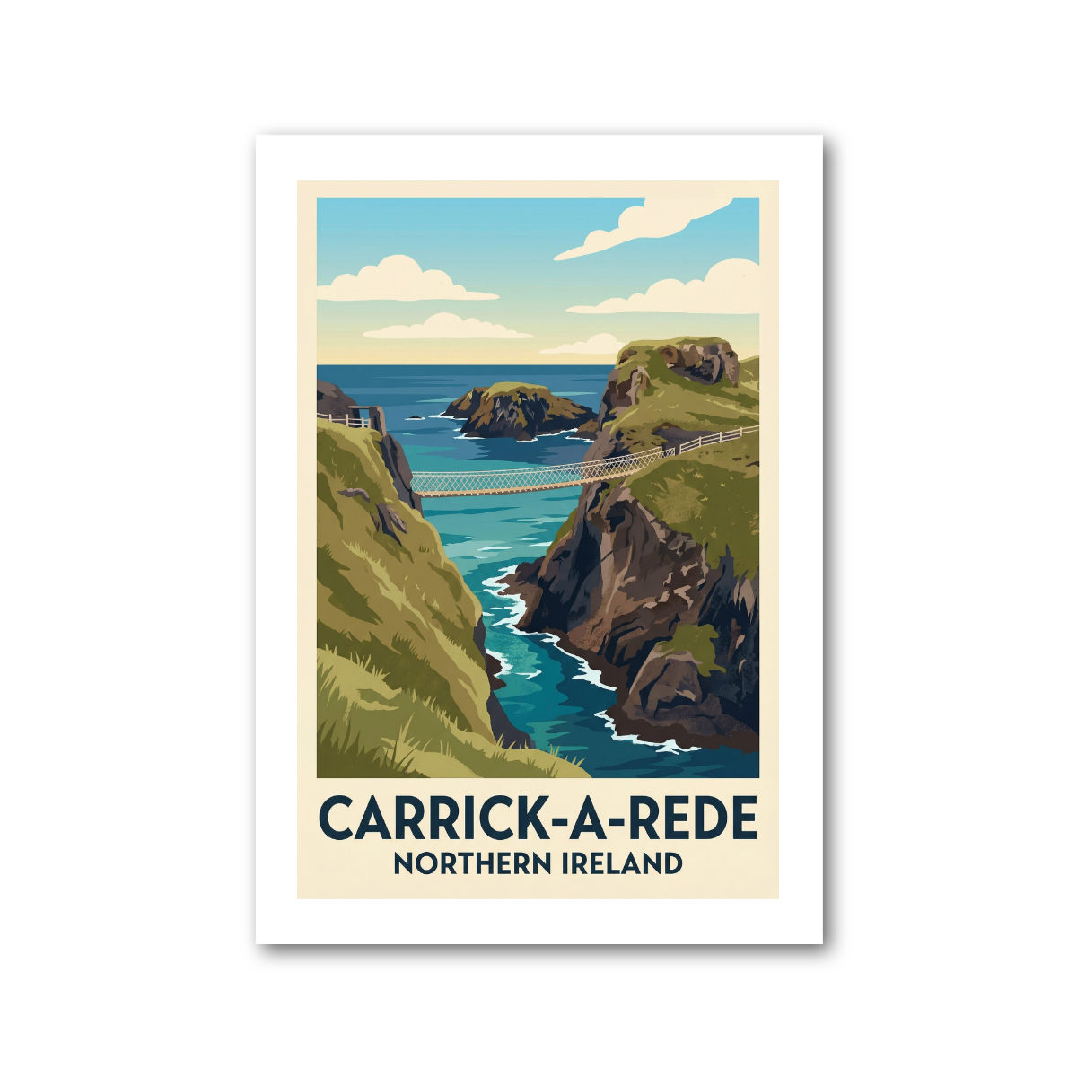 Carrick-a-Rede, Northern Ireland Travel Poster Giclee Art Print