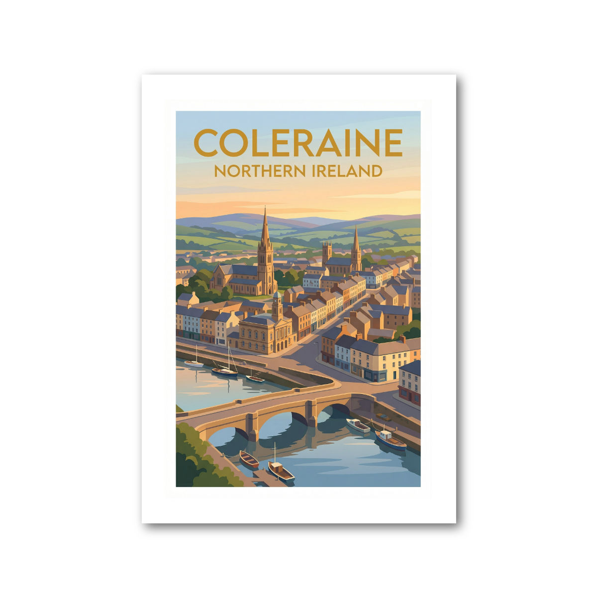 Coleraine, Northern Ireland Travel Poster Giclee Art Print 318-2