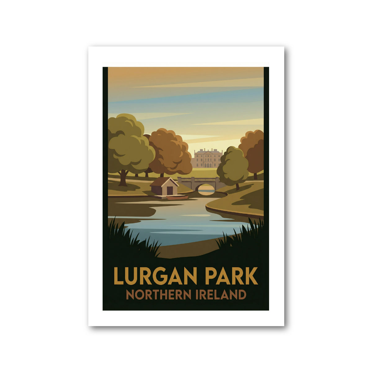 Lurgan Park, Northern Ireland Travel Poster Giclee Art Print
