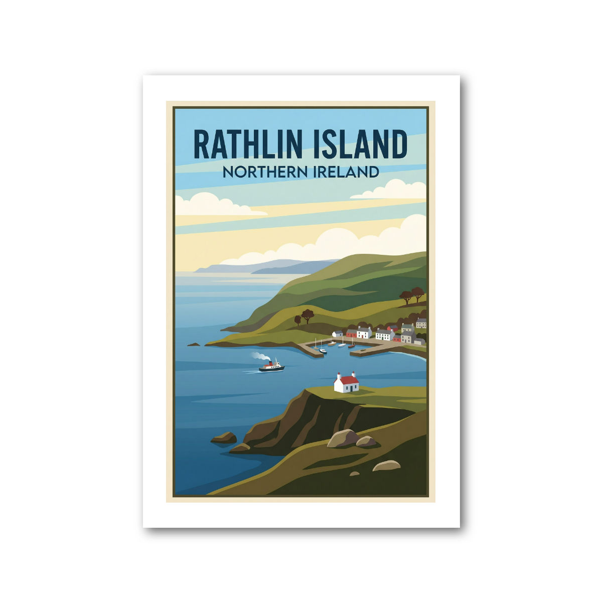 Rathlin Island, Northern Ireland Travel Poster Giclee Art Print