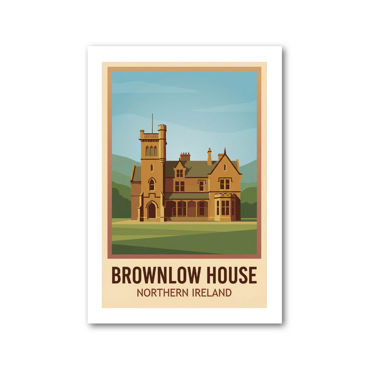 Brownlow House, Northern Ireland Travel Poster Giclee Art Print