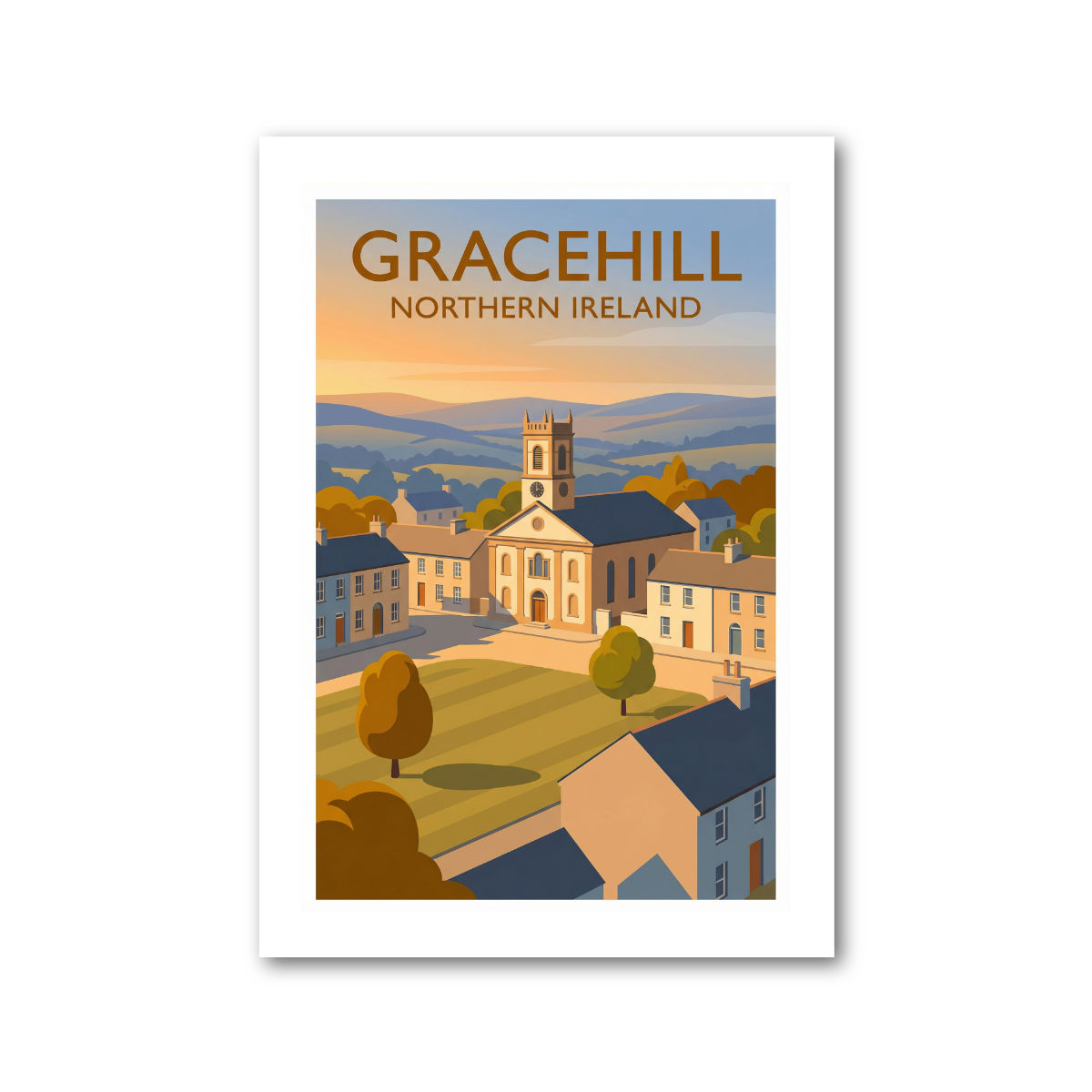 Gracehill, Northern Ireland Travel Poster Giclee Art Print 360-2