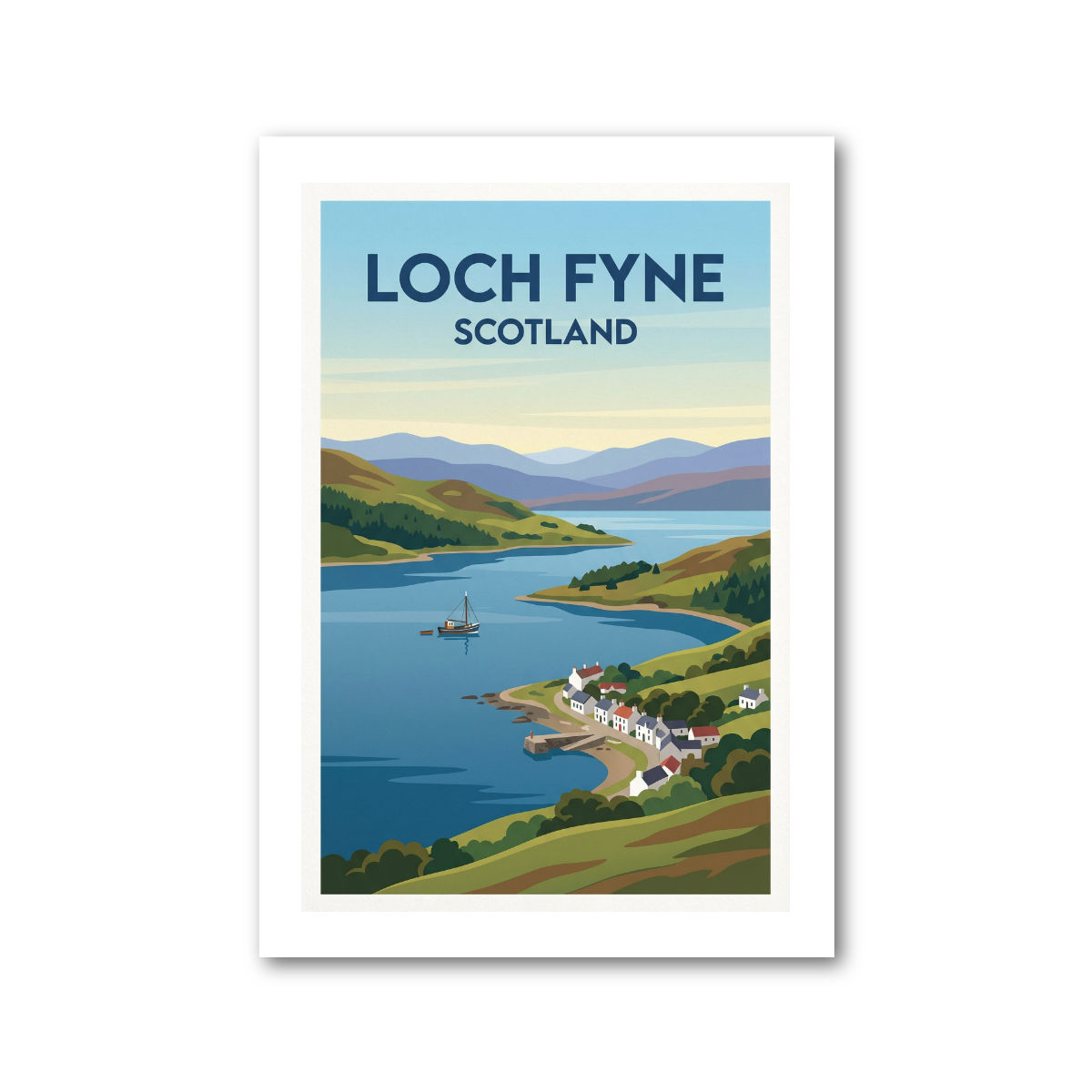 Loch Fyne, Schottland Reise Poster Gicl&eacute;e Kunstdruck 377-3