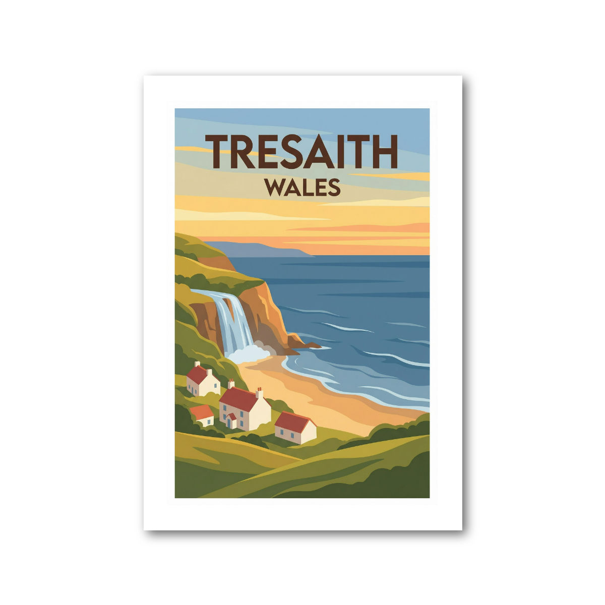 Tresaith, Wales Travel Poster Giclee Art Print 389-2