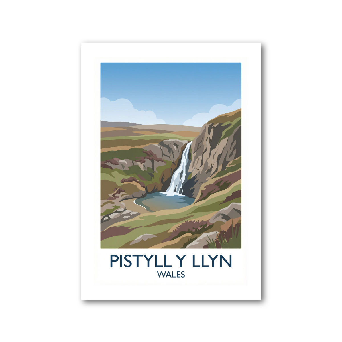 Pistyll y Llyn, Wales Travel Poster Giclee Art Print 393-3