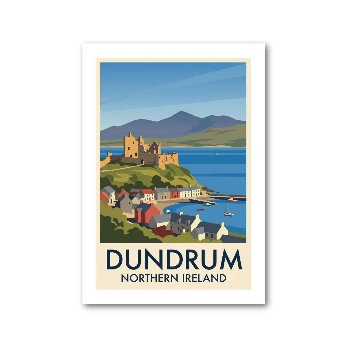 Dundrum, Northern Ireland Travel Poster Giclee Art Print 480-3