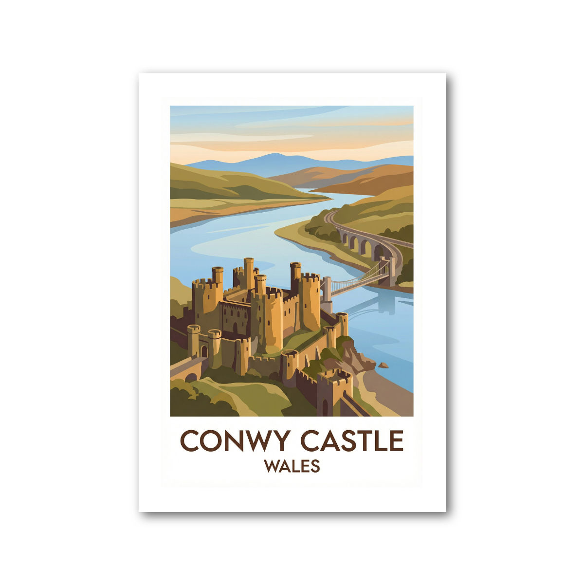 Conwy Castle, Wales Travel Poster Giclee Art Print 53-5