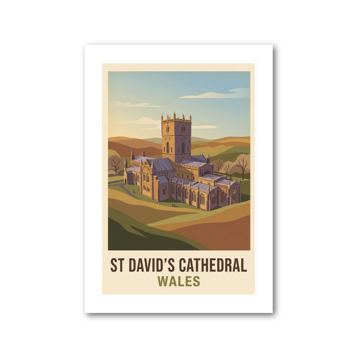 St David's Cathedral, Wales Reise Poster Gicl&eacute;e Kunstdruck 69-5