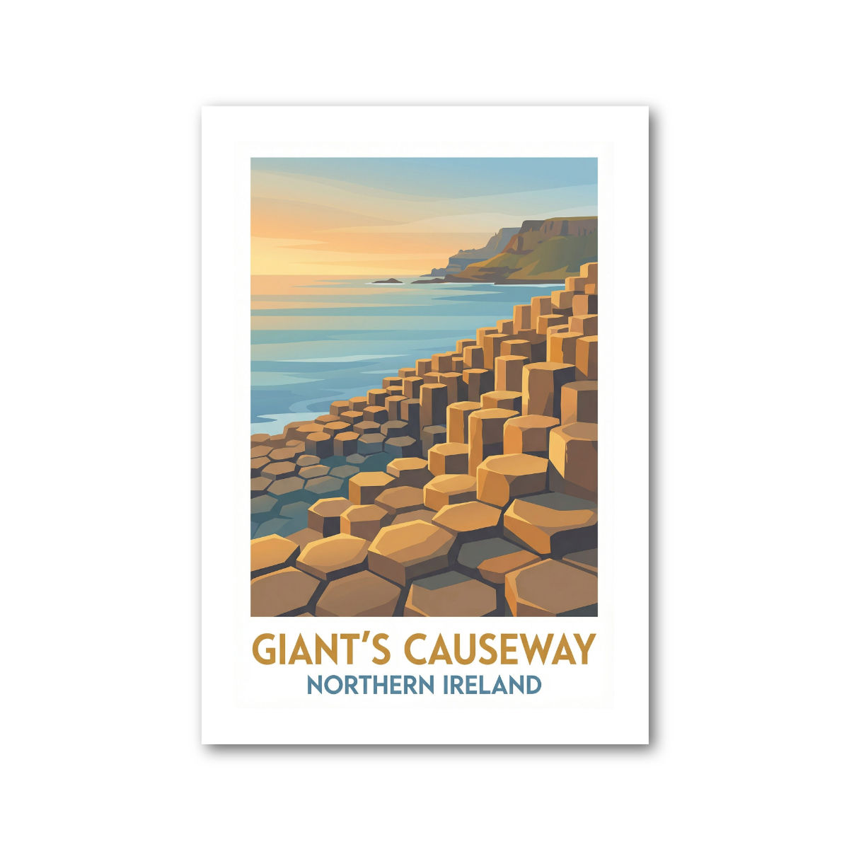 Giant’s Causeway, Northern Ireland Travel Poster Giclee Art Print