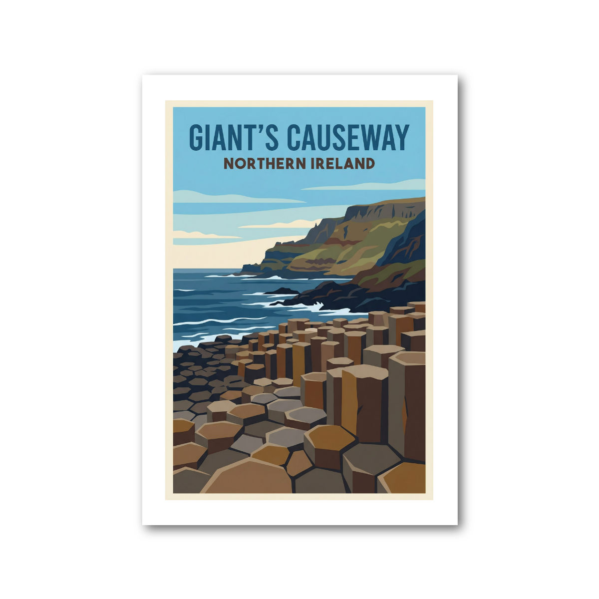 Giant’s Causeway, Northern Ireland Travel Poster Giclee Art Print